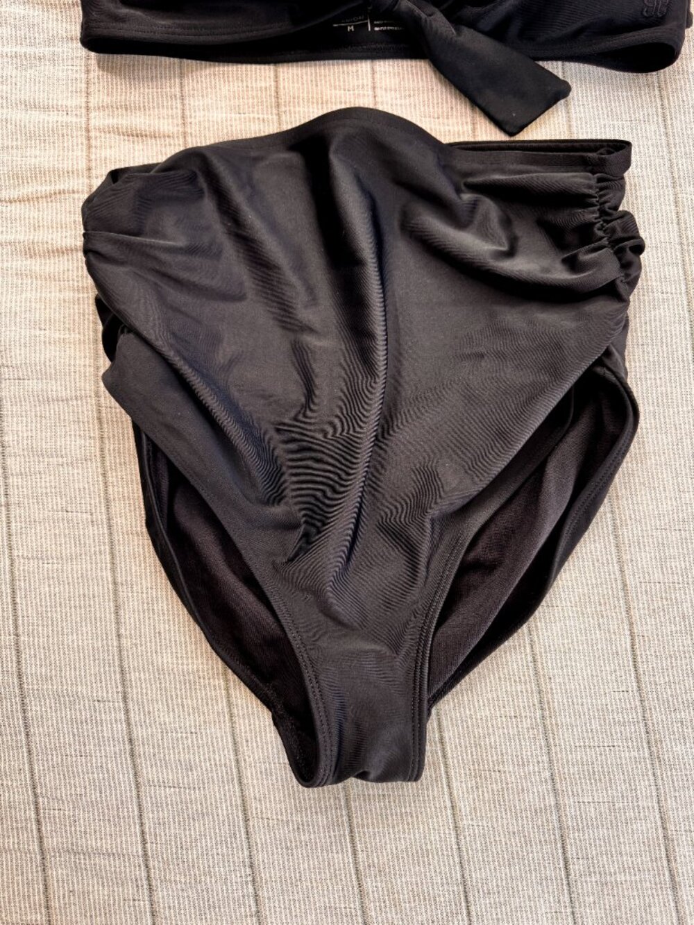 Albion Black Top Knot + Black Ruched High-Waisted Bottoms (Medium) - Picture 13 of 15